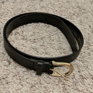 J crew small black leather belt